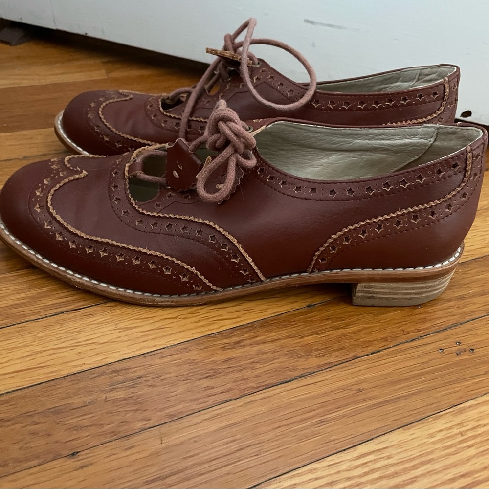 Brown Leather Women's Brogue Loafers